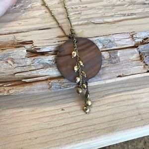 Lia Sophia Toasted Abalone Shell Disc Necklace